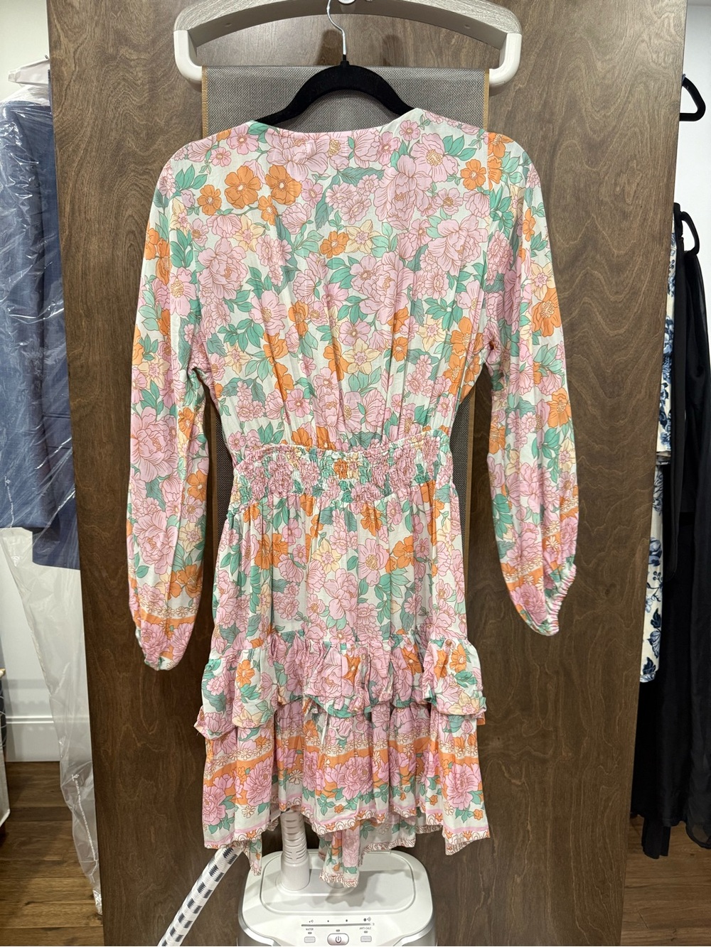 Sea Lustre Pink & Orange Floral Tie-Waist Long Sleeve Dress - Picture 3 of 3